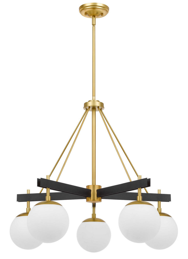 Five Light Chandelier<br /><span style="color:#4AB0CE;">Entrega: 4-10 dias en USA</span><br /><span style="color:#4AB0CE;font-size:60%;">PREGUNTE POR ENTREGA EN PANAMA</span><br />Collection: Allie<br />Finish: Black/Satin Brass