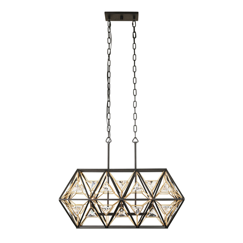 Varaluz - 353N03MBFG - Three Light Linear Pendant - Marcia - Matte Black/French Gold