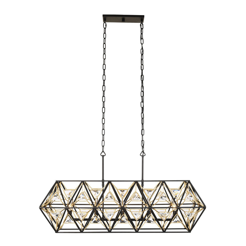 Varaluz - 353N05MBFG - Five Light Linear Pendant - Marcia - Matte Black/French Gold