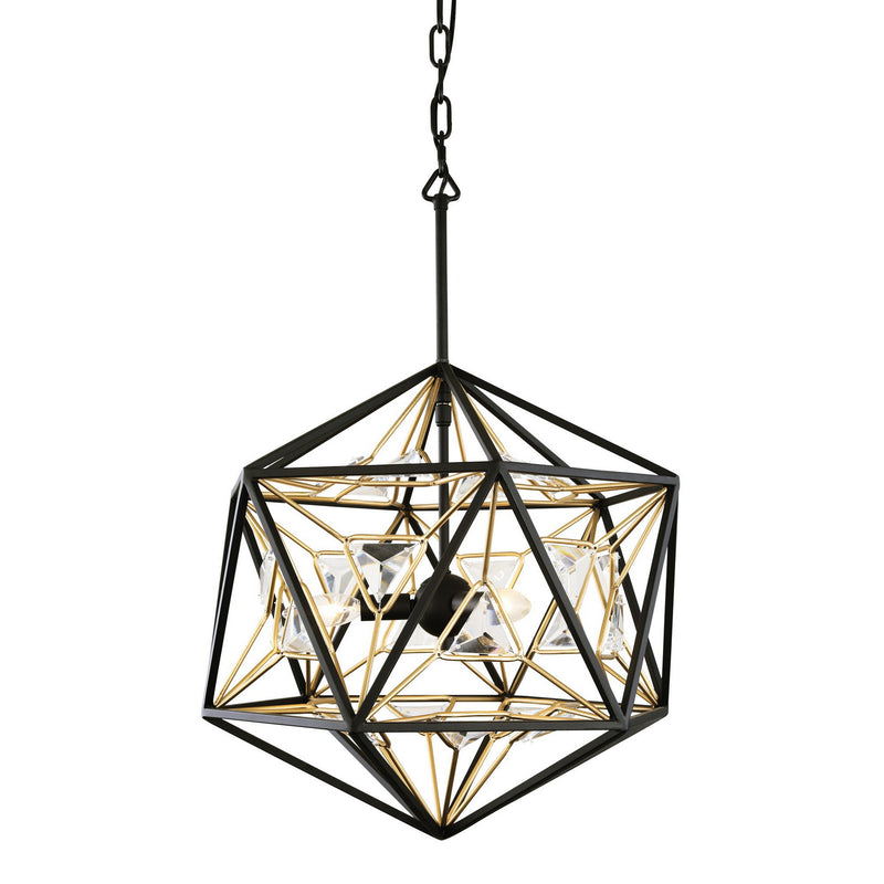 Three Light Pendant<br /><span style="color:#4AB0CE;">Entrega: 4-10 dias en USA</span><br /><span style="color:#4AB0CE;font-size:60%;">PREGUNTE POR ENTREGA EN PANAMA</span><br />Collection: Marcia<br />Finish: Matte Black/French Gold