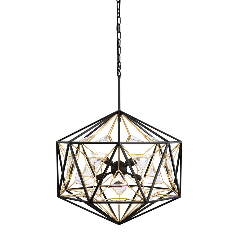 Eight Light Pendant<br /><span style="color:#4AB0CE;">Entrega: 4-10 dias en USA</span><br /><span style="color:#4AB0CE;font-size:60%;">PREGUNTE POR ENTREGA EN PANAMA</span><br />Collection: Marcia<br />Finish: Matte Black/French Gold