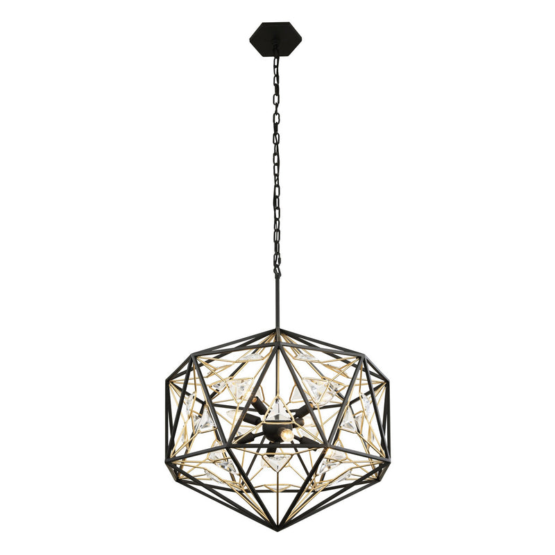 Varaluz - 353P08MBFG - Eight Light Pendant - Marcia - Matte Black/French Gold