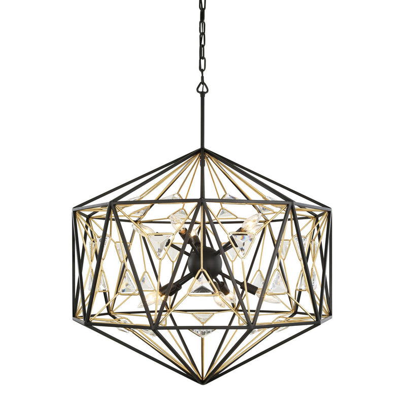 Varaluz - 353P10MBFG - Ten Light Pendant - Marcia - Matte Black/French Gold