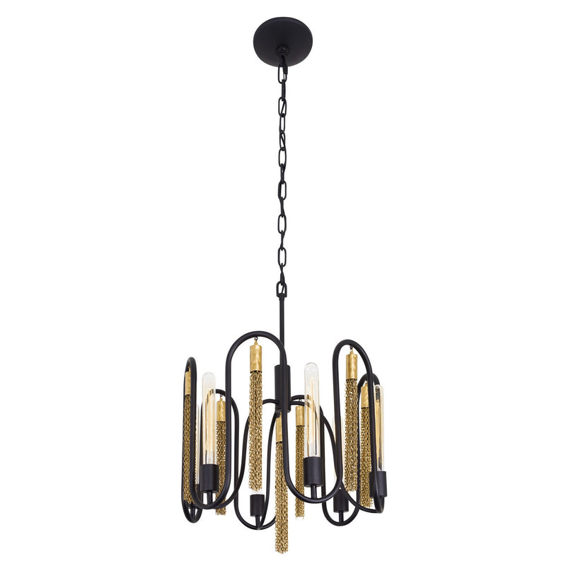 Six Light Pendant<br /><span style="color:#4AB0CE;">Entrega: 4-10 dias en USA</span><br /><span style="color:#4AB0CE;font-size:60%;">PREGUNTE POR ENTREGA EN PANAMA</span><br />Collection: Darden<br />Finish: Matte Black/Antique Gold