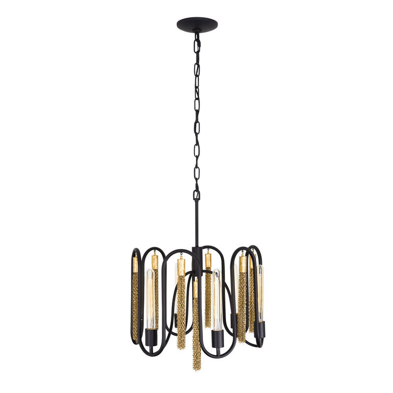 Varaluz - 354P06MBAG - Six Light Pendant - Darden - Matte Black/Antique Gold