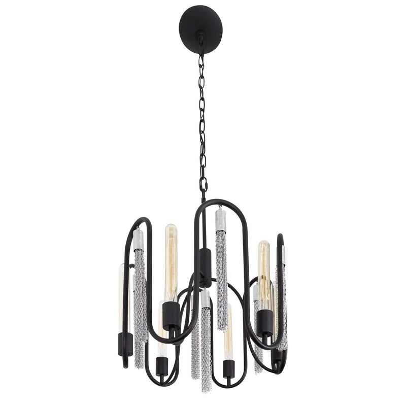 Six Light Pendant<br /><span style="color:#4AB0CE;">Entrega: 4-10 dias en USA</span><br /><span style="color:#4AB0CE;font-size:60%;">PREGUNTE POR ENTREGA EN PANAMA</span><br />Collection: Darden<br />Finish: Matte Black/Painted Chrome