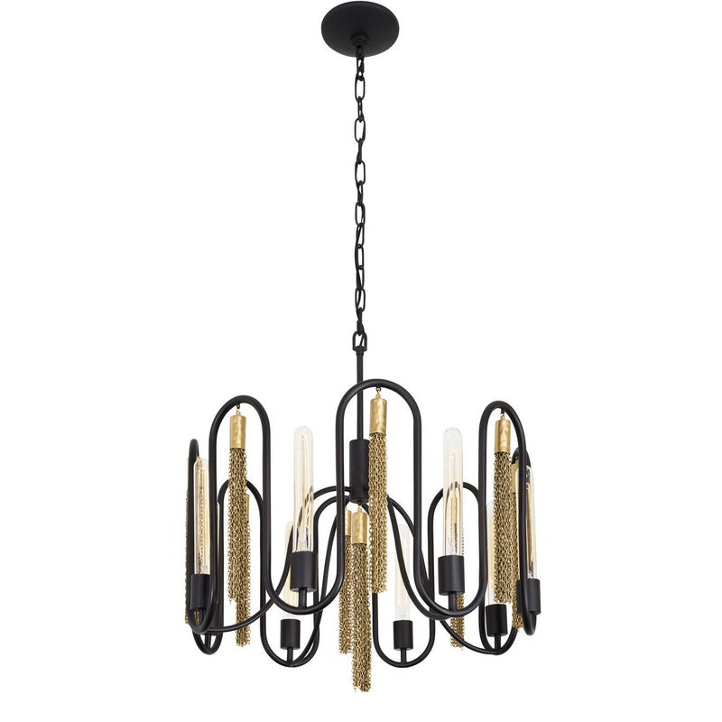 Eight Light Pendant<br /><span style="color:#4AB0CE;">Entrega: 4-10 dias en USA</span><br /><span style="color:#4AB0CE;font-size:60%;">PREGUNTE POR ENTREGA EN PANAMA</span><br />Collection: Darden<br />Finish: Matte Black/Antique Gold