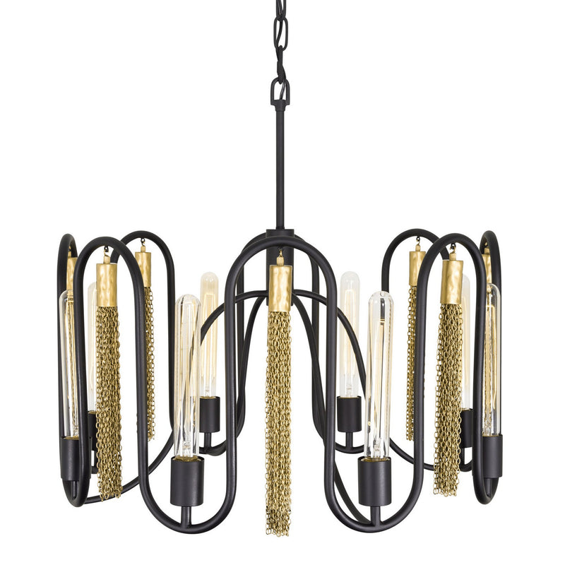 Varaluz - 354P08MBAG - Eight Light Pendant - Darden - Matte Black/Antique Gold