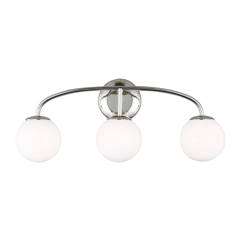 Three Light Vanity<br /><span style="color:#4AB0CE;">Entrega: 4-10 dias en USA</span><br /><span style="color:#4AB0CE;font-size:60%;">PREGUNTE POR ENTREGA EN PANAMA</span><br />Collection: Galassia<br />Finish: Polished Nickel