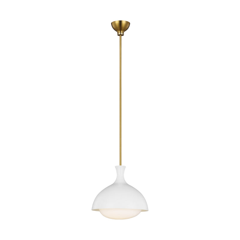 One Light Pendant<br /><span style="color:#4AB0CE;">Entrega: 4-10 dias en USA</span><br /><span style="color:#4AB0CE;font-size:60%;">PREGUNTE POR ENTREGA EN PANAMA</span><br />Collection: Lucerne<br />Finish: Matte White and Burnished Brass