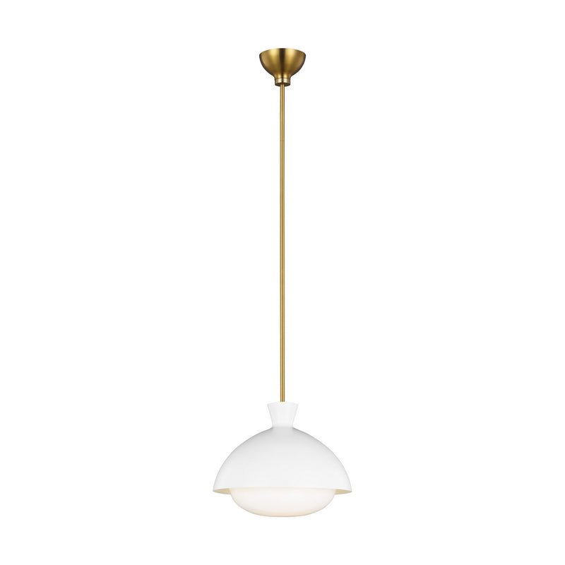 One Light Pendant<br /><span style="color:#4AB0CE;">Entrega: 4-10 dias en USA</span><br /><span style="color:#4AB0CE;font-size:60%;">PREGUNTE POR ENTREGA EN PANAMA</span><br />Collection: Lucerne<br />Finish: Matte White and Burnished Brass