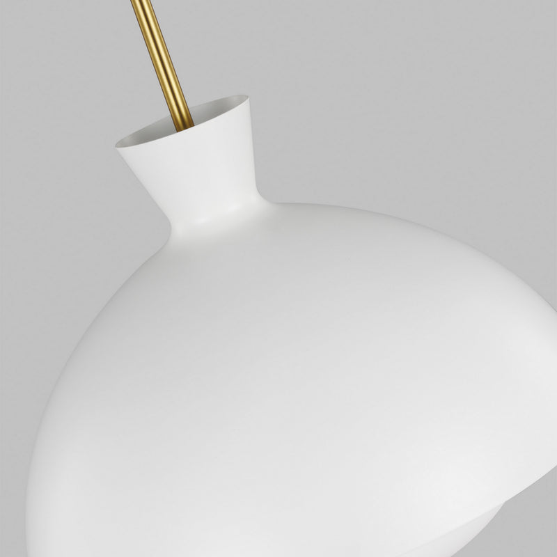 One Light Pendant<br /><span style="color:#4AB0CE;">Entrega: 4-10 dias en USA</span><br /><span style="color:#4AB0CE;font-size:60%;">PREGUNTE POR ENTREGA EN PANAMA</span><br />Collection: Lucerne<br />Finish: Matte White and Burnished Brass