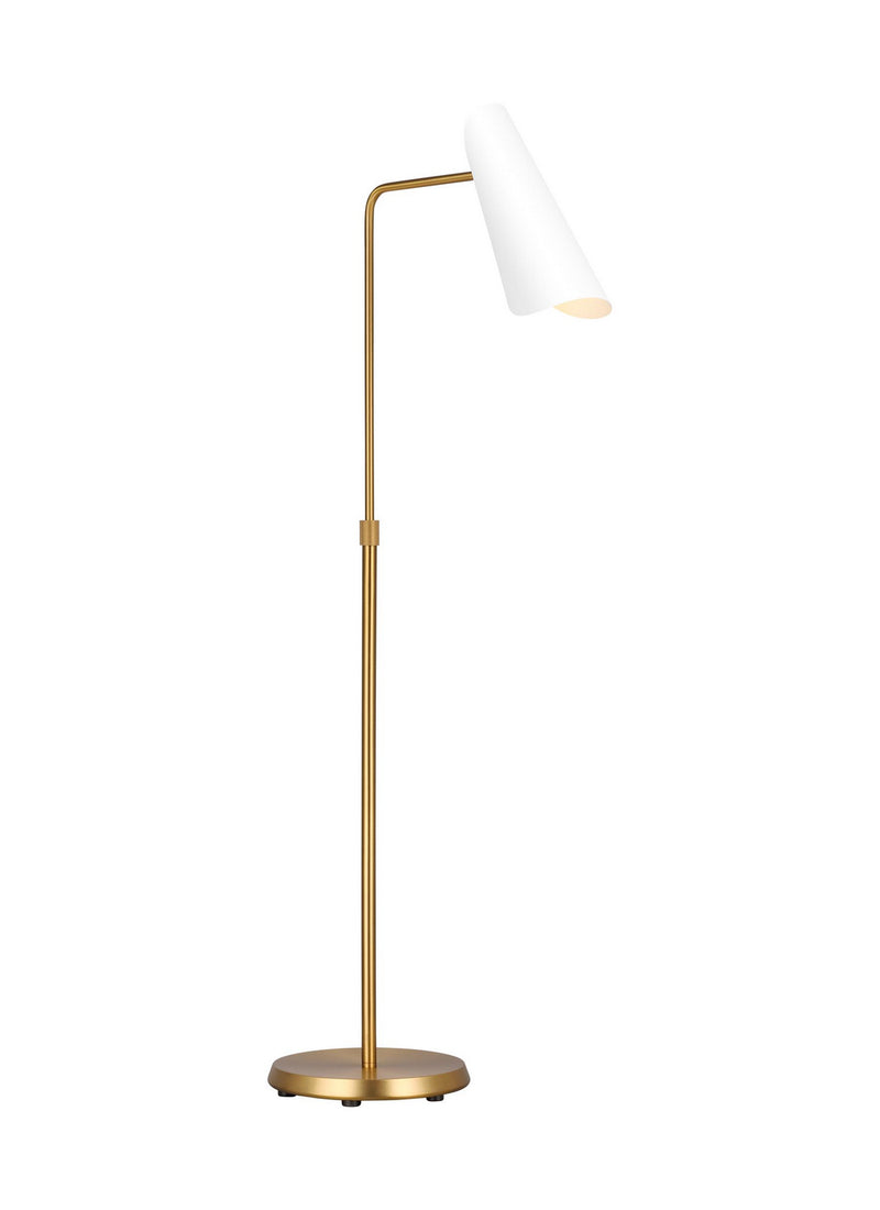 One Light Floor Lamp<br /><span style="color:#4AB0CE;">Entrega: 4-10 dias en USA</span><br /><span style="color:#4AB0CE;font-size:60%;">PREGUNTE POR ENTREGA EN PANAMA</span><br />Collection: Tresa<br />Finish: Matte White and Burnished Brass