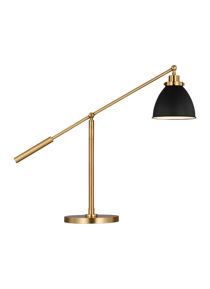 One Light Desk Lamp<br /><span style="color:#4AB0CE;">Entrega: 4-10 dias en USA</span><br /><span style="color:#4AB0CE;font-size:60%;">PREGUNTE POR ENTREGA EN PANAMA</span><br />Collection: Wellfleet<br />Finish: Midnight Black and Burnished Brass