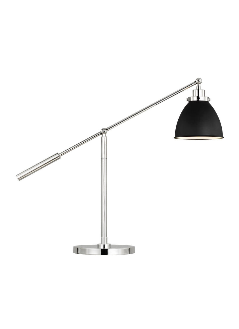 One Light Desk Lamp<br /><span style="color:#4AB0CE;">Entrega: 4-10 dias en USA</span><br /><span style="color:#4AB0CE;font-size:60%;">PREGUNTE POR ENTREGA EN PANAMA</span><br />Collection: Wellfleet<br />Finish: Midnight Black and Polished Nickel