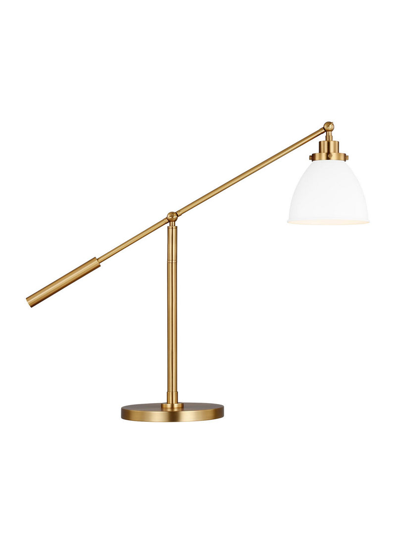 One Light Desk Lamp<br /><span style="color:#4AB0CE;">Entrega: 4-10 dias en USA</span><br /><span style="color:#4AB0CE;font-size:60%;">PREGUNTE POR ENTREGA EN PANAMA</span><br />Collection: Wellfleet<br />Finish: Matte White and Burnished Brass