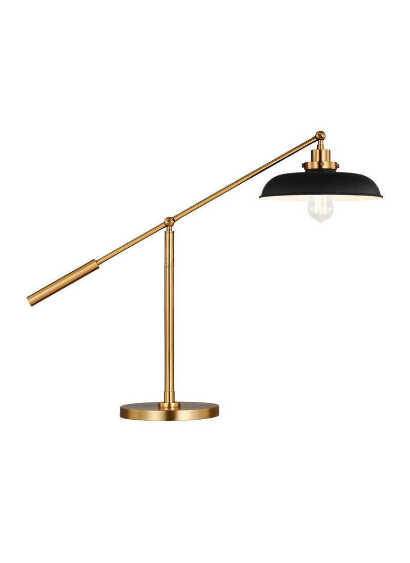 One Light Desk Lamp<br /><span style="color:#4AB0CE;">Entrega: 4-10 dias en USA</span><br /><span style="color:#4AB0CE;font-size:60%;">PREGUNTE POR ENTREGA EN PANAMA</span><br />Collection: Wellfleet<br />Finish: Midnight Black and Burnished Brass