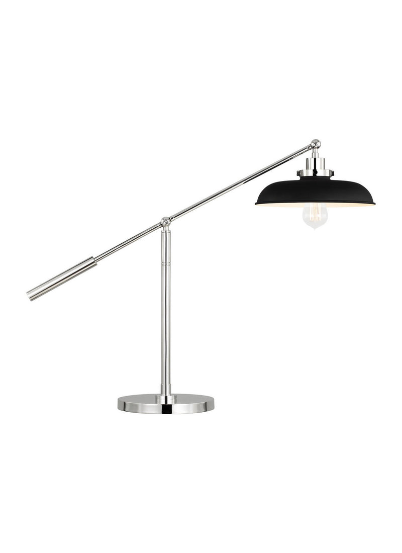 One Light Desk Lamp<br /><span style="color:#4AB0CE;">Entrega: 4-10 dias en USA</span><br /><span style="color:#4AB0CE;font-size:60%;">PREGUNTE POR ENTREGA EN PANAMA</span><br />Collection: Wellfleet<br />Finish: Midnight Black and Polished Nickel