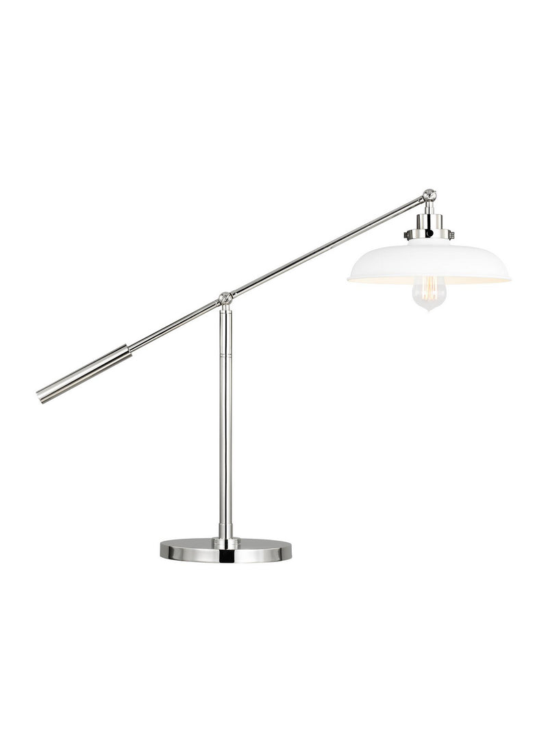 One Light Desk Lamp<br /><span style="color:#4AB0CE;">Entrega: 4-10 dias en USA</span><br /><span style="color:#4AB0CE;font-size:60%;">PREGUNTE POR ENTREGA EN PANAMA</span><br />Collection: Wellfleet<br />Finish: Matte White and Polished Nickel