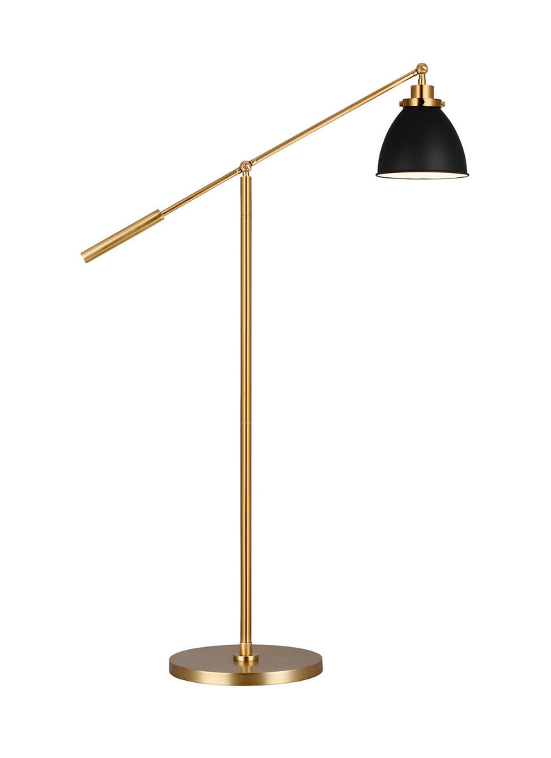 One Light Floor Lamp<br /><span style="color:#4AB0CE;">Entrega: 4-10 dias en USA</span><br /><span style="color:#4AB0CE;font-size:60%;">PREGUNTE POR ENTREGA EN PANAMA</span><br />Collection: Wellfleet<br />Finish: Midnight Black and Burnished Brass