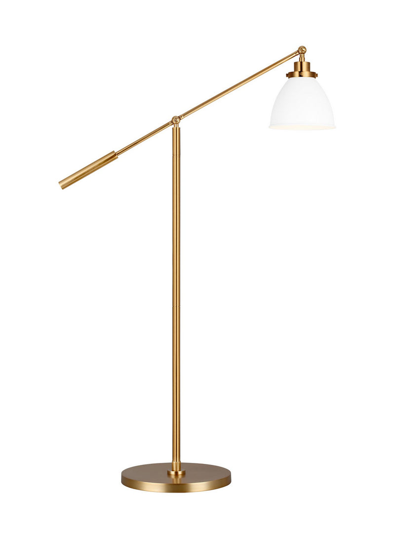 One Light Floor Lamp<br /><span style="color:#4AB0CE;">Entrega: 4-10 dias en USA</span><br /><span style="color:#4AB0CE;font-size:60%;">PREGUNTE POR ENTREGA EN PANAMA</span><br />Collection: Wellfleet<br />Finish: Matte White and Burnished Brass