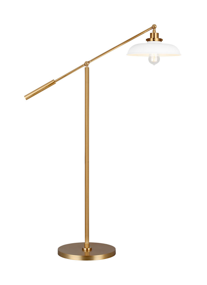 One Light Floor Lamp<br /><span style="color:#4AB0CE;">Entrega: 4-10 dias en USA</span><br /><span style="color:#4AB0CE;font-size:60%;">PREGUNTE POR ENTREGA EN PANAMA</span><br />Collection: Wellfleet<br />Finish: Matte White and Burnished Brass