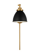 One Light Wall Sconce<br /><span style="color:#4AB0CE;">Entrega: 7-8 semanas en USA</span><br /><span style="color:#4AB0CE;font-size:60%;">PREGUNTE POR ENTREGA EN PANAMA</span><br />Collection: Wellfleet<br />Finish: Midnight Black and Burnished Brass