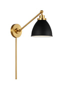 One Light Wall Sconce<br /><span style="color:#4AB0CE;">Entrega: 7-8 semanas en USA</span><br /><span style="color:#4AB0CE;font-size:60%;">PREGUNTE POR ENTREGA EN PANAMA</span><br />Collection: Wellfleet<br />Finish: Midnight Black and Burnished Brass