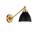 One Light Wall Sconce<br /><span style="color:#4AB0CE;">Entrega: 7-8 semanas en USA</span><br /><span style="color:#4AB0CE;font-size:60%;">PREGUNTE POR ENTREGA EN PANAMA</span><br />Collection: Wellfleet<br />Finish: Midnight Black and Burnished Brass