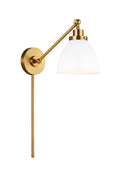 One Light Wall Sconce<br /><span style="color:#4AB0CE;">Entrega: 4-10 dias en USA</span><br /><span style="color:#4AB0CE;font-size:60%;">PREGUNTE POR ENTREGA EN PANAMA</span><br />Collection: Wellfleet<br />Finish: Matte White and Burnished Brass