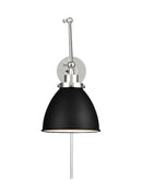 One Light Wall Sconce<br /><span style="color:#4AB0CE;">Entrega: 4-10 dias en USA</span><br /><span style="color:#4AB0CE;font-size:60%;">PREGUNTE POR ENTREGA EN PANAMA</span><br />Collection: Wellfleet<br />Finish: Midnight Black and Polished Nickel