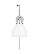 One Light Wall Sconce<br /><span style="color:#4AB0CE;">Entrega: 4-10 dias en USA</span><br /><span style="color:#4AB0CE;font-size:60%;">PREGUNTE POR ENTREGA EN PANAMA</span><br />Collection: Wellfleet<br />Finish: Matte White and Polished Nickel