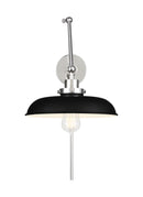 One Light Wall Sconce<br /><span style="color:#4AB0CE;">Entrega: 4-10 dias en USA</span><br /><span style="color:#4AB0CE;font-size:60%;">PREGUNTE POR ENTREGA EN PANAMA</span><br />Collection: Wellfleet<br />Finish: Midnight Black and Polished Nickel