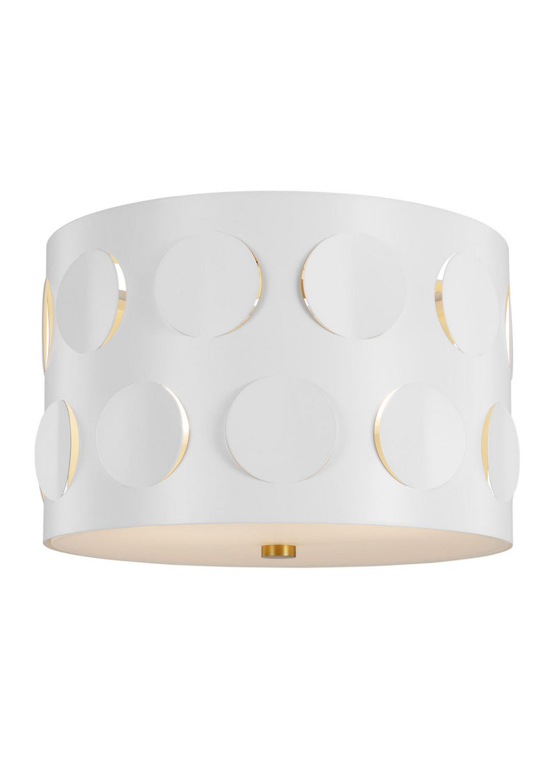 Two Light Flush Mount<br /><span style="color:#4AB0CE;">Entrega: 4-10 dias en USA</span><br /><span style="color:#4AB0CE;font-size:60%;">PREGUNTE POR ENTREGA EN PANAMA</span><br />Collection: Dottie<br />Finish: Burnished Brass