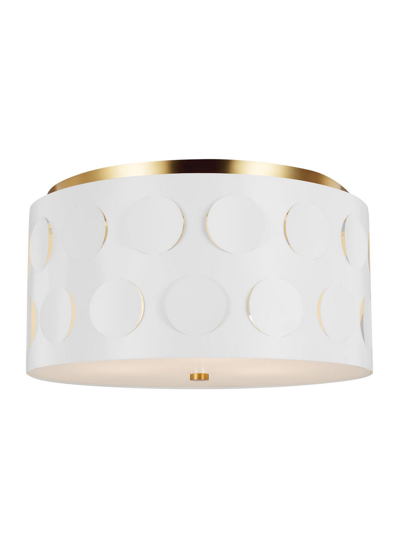 Three Light Flush Mount<br /><span style="color:#4AB0CE;">Entrega: 4-10 dias en USA</span><br /><span style="color:#4AB0CE;font-size:60%;">PREGUNTE POR ENTREGA EN PANAMA</span><br />Collection: Dottie<br />Finish: Burnished Brass