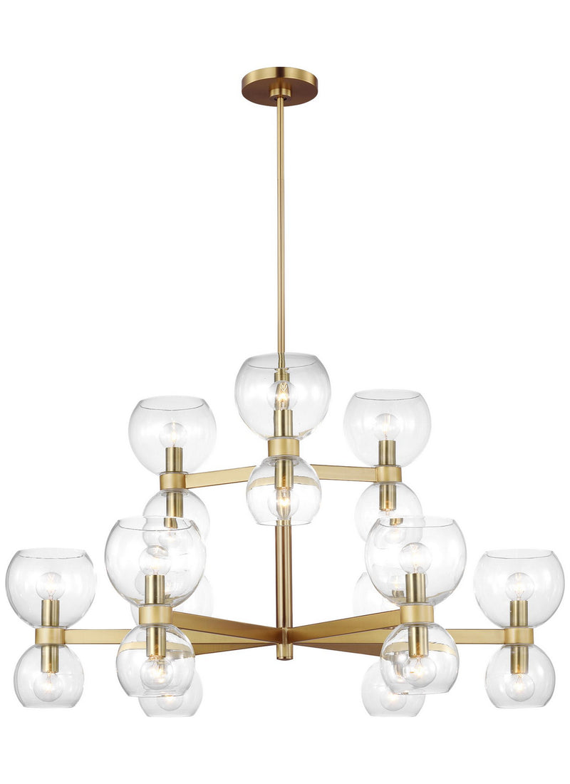 18 Light Chandelier<br /><span style="color:#4AB0CE;">Entrega: 4-10 dias en USA</span><br /><span style="color:#4AB0CE;font-size:60%;">PREGUNTE POR ENTREGA EN PANAMA</span><br />Collection: Londyn<br />Finish: Burnished Brass with Clear Glass