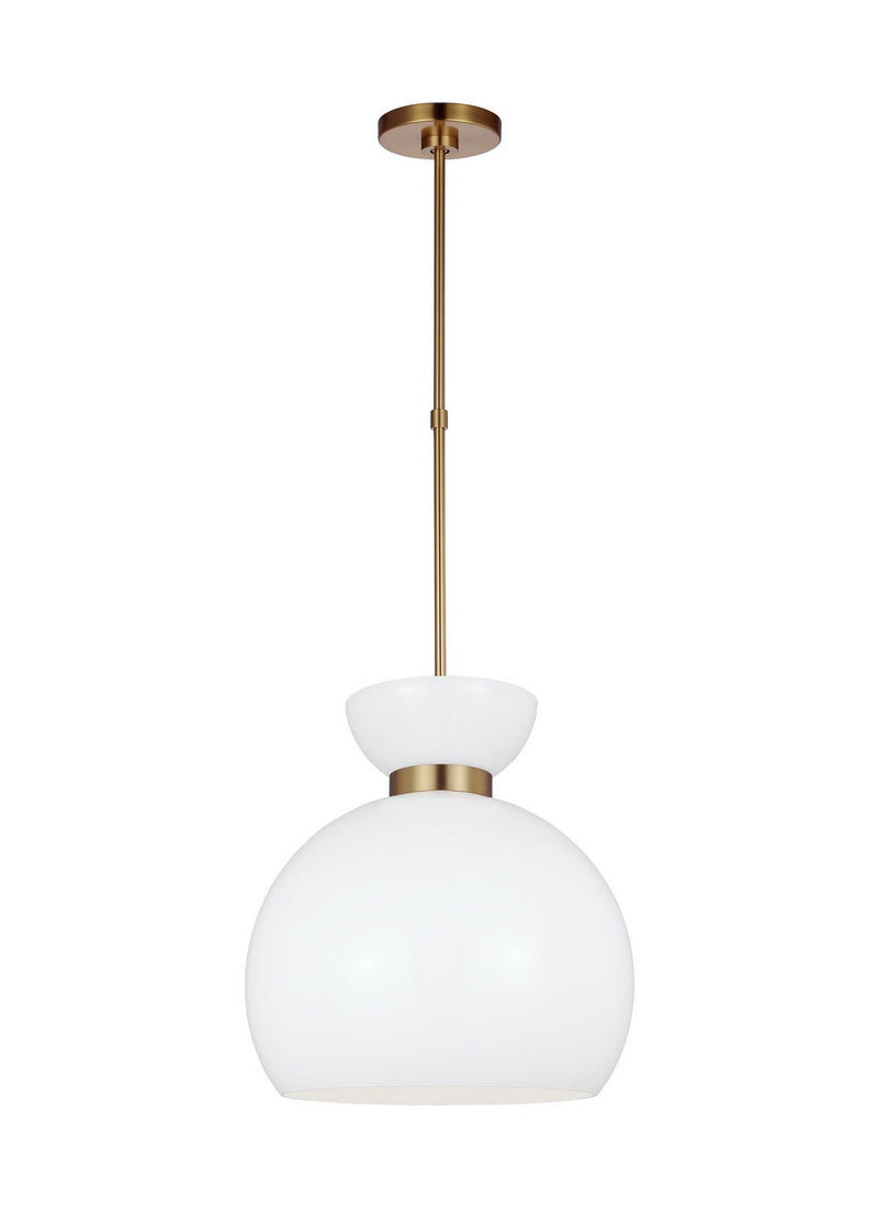 One Light Pendant<br /><span style="color:#4AB0CE;">Entrega: 4-10 dias en USA</span><br /><span style="color:#4AB0CE;font-size:60%;">PREGUNTE POR ENTREGA EN PANAMA</span><br />Collection: Londyn<br />Finish: Burnished Brass with Milk White Glass