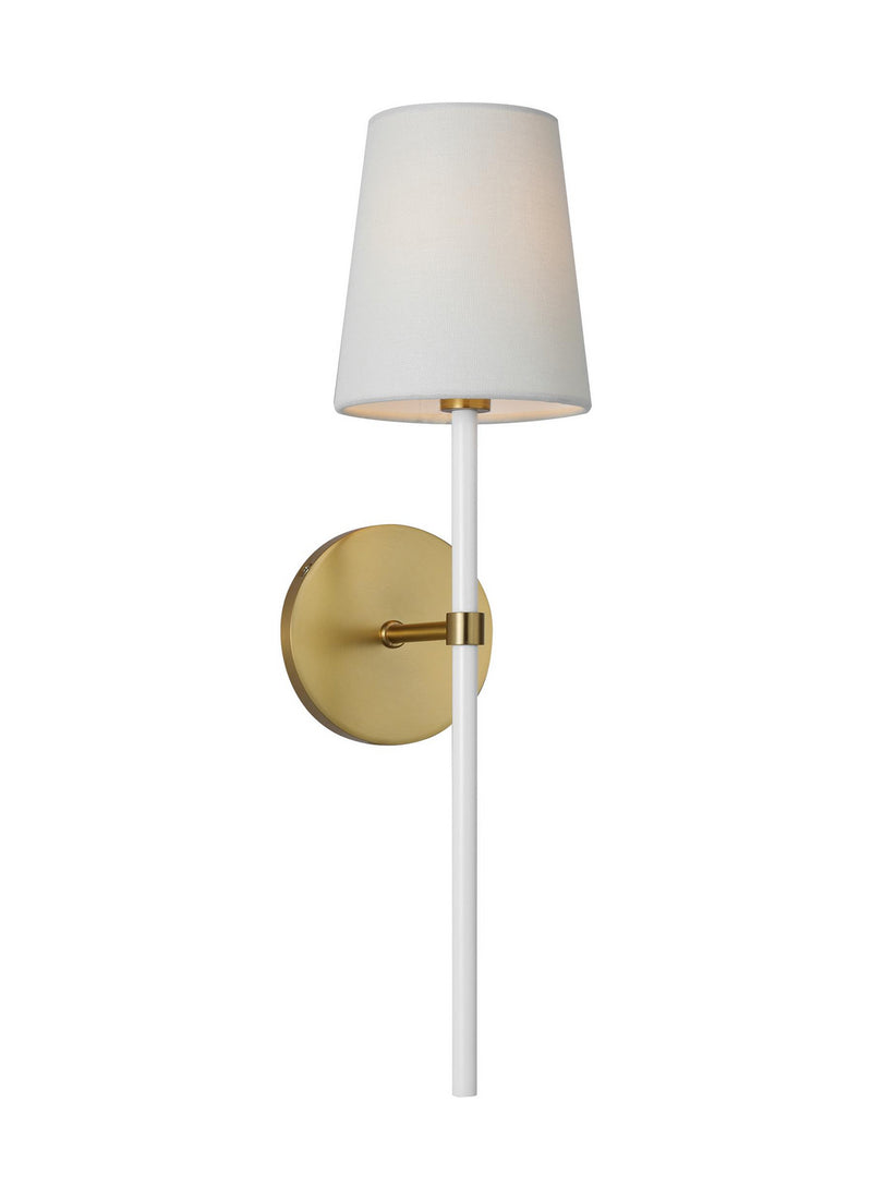 One Light Wall Sconce<br /><span style="color:#4AB0CE;">Entrega: 4-10 dias en USA</span><br /><span style="color:#4AB0CE;font-size:60%;">PREGUNTE POR ENTREGA EN PANAMA</span><br />Collection: Monroe<br />Finish: Burnished Brass
