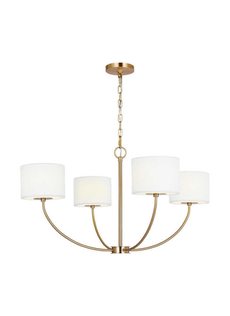 Four Light Chandelier<br /><span style="color:#4AB0CE;">Entrega: 4-10 dias en USA</span><br /><span style="color:#4AB0CE;font-size:60%;">PREGUNTE POR ENTREGA EN PANAMA</span><br />Collection: Sawyer<br />Finish: Burnished Brass