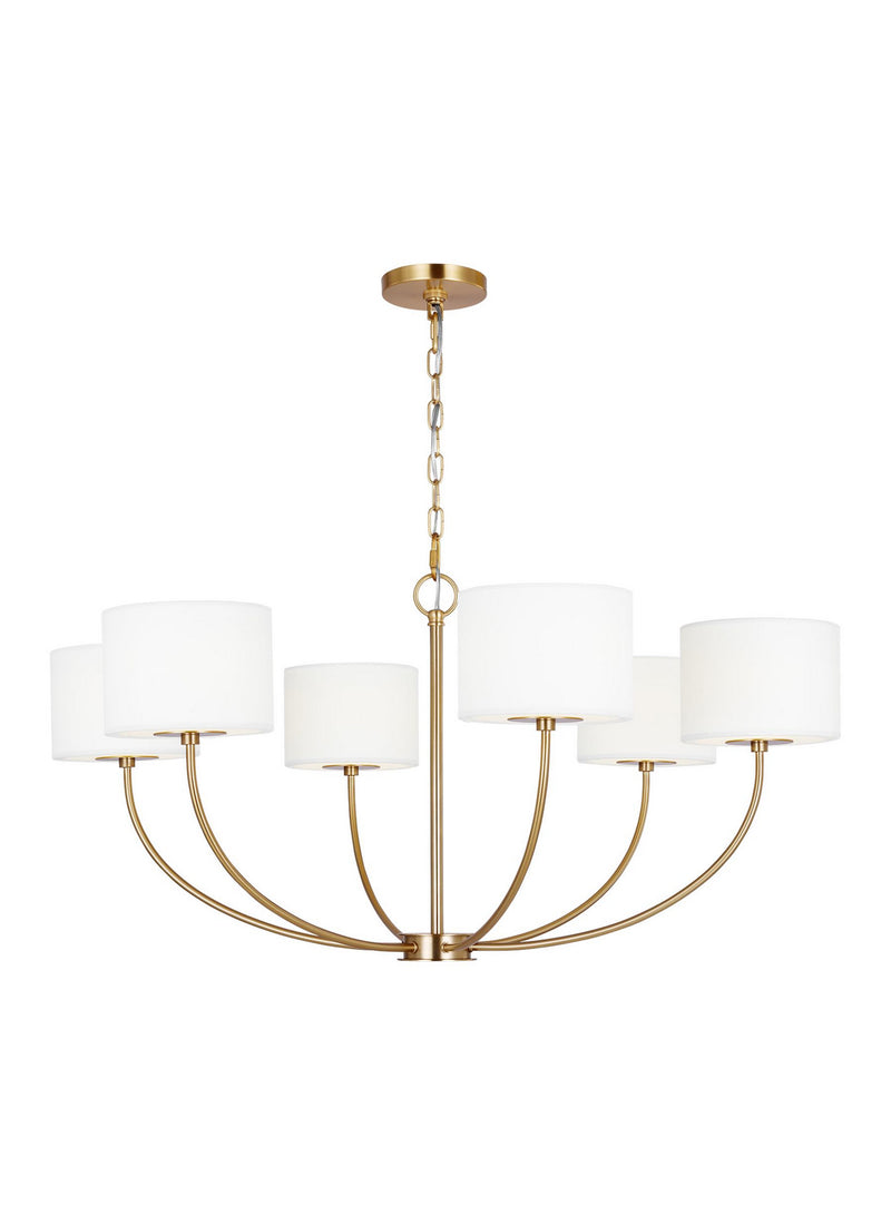 Six Light Chandelier<br /><span style="color:#4AB0CE;">Entrega: 4-10 dias en USA</span><br /><span style="color:#4AB0CE;font-size:60%;">PREGUNTE POR ENTREGA EN PANAMA</span><br />Collection: Sawyer<br />Finish: Burnished Brass