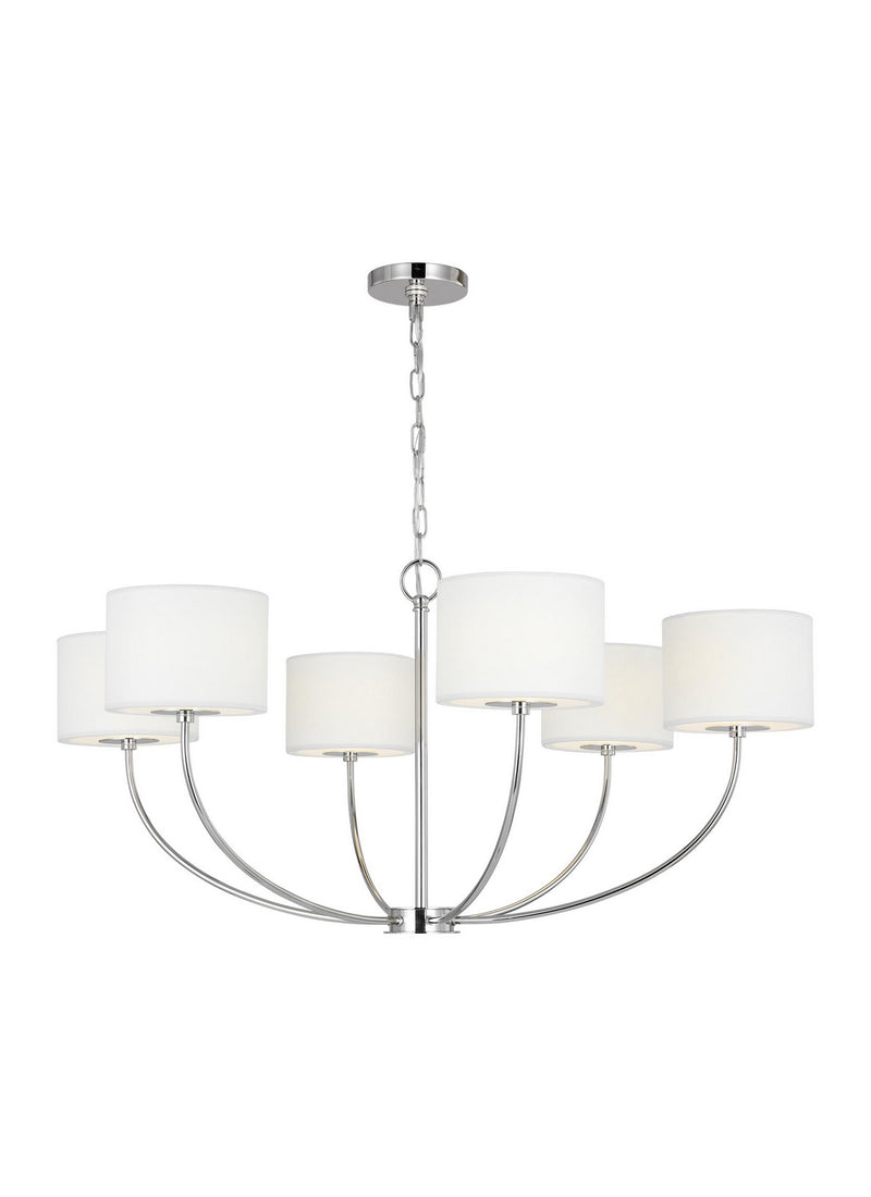 Six Light Chandelier<br /><span style="color:#4AB0CE;">Entrega: 4-10 dias en USA</span><br /><span style="color:#4AB0CE;font-size:60%;">PREGUNTE POR ENTREGA EN PANAMA</span><br />Collection: Sawyer<br />Finish: Polished Nickel