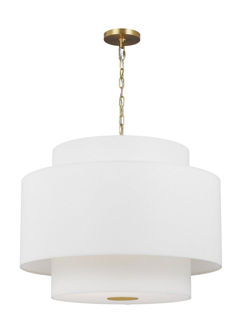 Three Light Pendant<br /><span style="color:#4AB0CE;">Entrega: 4-10 dias en USA</span><br /><span style="color:#4AB0CE;font-size:60%;">PREGUNTE POR ENTREGA EN PANAMA</span><br />Collection: Sawyer<br />Finish: Burnished Brass