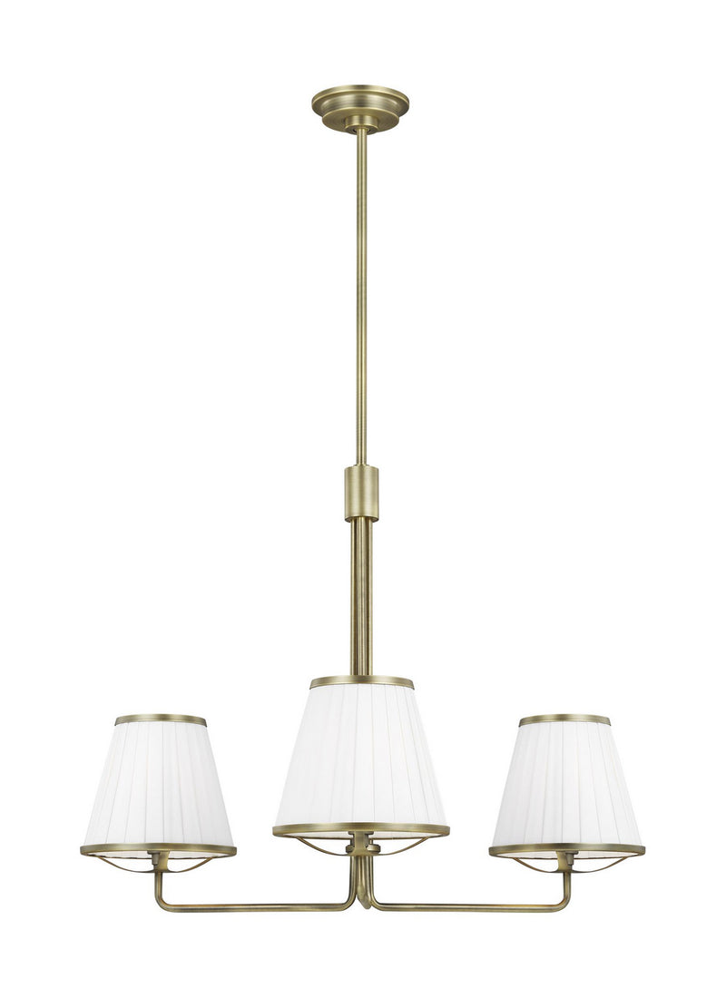 Three Light Chandelier<br /><span style="color:#4AB0CE;">Entrega: 4-10 dias en USA</span><br /><span style="color:#4AB0CE;font-size:60%;">PREGUNTE POR ENTREGA EN PANAMA</span><br />Collection: Esther<br />Finish: Time Worn Brass