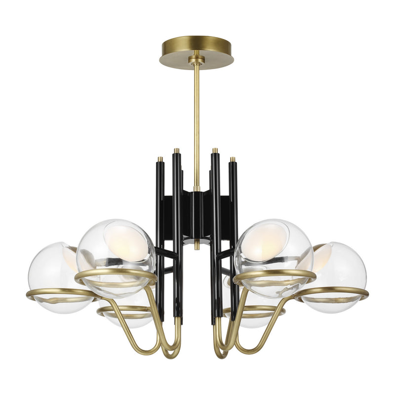 LED Chandelier<br /><span style="color:#4AB0CE;">Entrega: 4-10 dias en USA</span><br /><span style="color:#4AB0CE;font-size:60%;">PREGUNTE POR ENTREGA EN PANAMA</span><br />Collection: Crosby<br />Finish: Glossy Black/Natural Brass