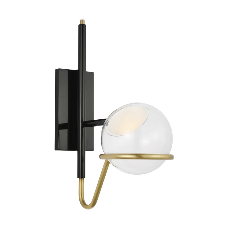 LED Wall Sconce<br /><span style="color:#4AB0CE;">Entrega: 4-10 dias en USA</span><br /><span style="color:#4AB0CE;font-size:60%;">PREGUNTE POR ENTREGA EN PANAMA</span><br />Collection: Crosby<br />Finish: Glossy Black/Natural Brass