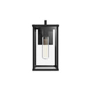 One Light Exterior Wall Mount<br /><span style="color:#4AB0CE;">Entrega: 1-2 semanas en USA</span><br /><span style="color:#4AB0CE;font-size:60%;">PREGUNTE POR ENTREGA EN PANAMA</span><br />Collection: Brentwood<br />Finish: Clear Glass/Textured Black