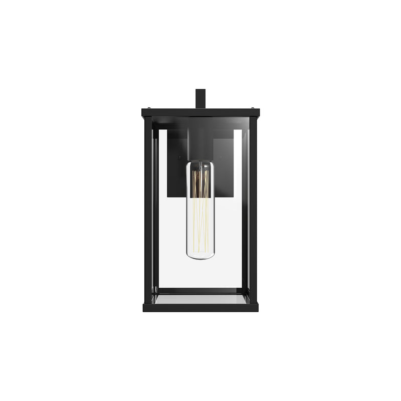 One Light Exterior Wall Mount<br /><span style="color:#4AB0CE;">Entrega: 1-2 semanas en USA</span><br /><span style="color:#4AB0CE;font-size:60%;">PREGUNTE POR ENTREGA EN PANAMA</span><br />Collection: Brentwood<br />Finish: Clear Glass/Textured Black