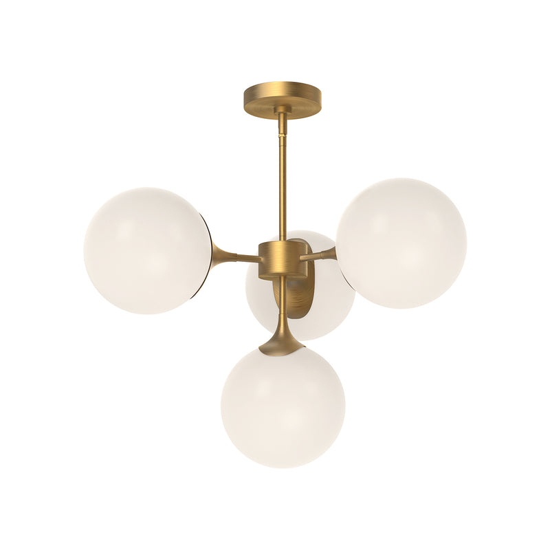 Four Light Chandelier<br /><span style="color:#4AB0CE;">Entrega: 4-10 dias en USA</span><br /><span style="color:#4AB0CE;font-size:60%;">PREGUNTE POR ENTREGA EN PANAMA</span><br />Collection: Nouveau<br />Finish: Aged Gold/Opal Matte Glass