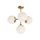 Four Light Chandelier<br /><span style="color:#4AB0CE;">Entrega: 4-10 dias en USA</span><br /><span style="color:#4AB0CE;font-size:60%;">PREGUNTE POR ENTREGA EN PANAMA</span><br />Collection: Nouveau<br />Finish: Aged Gold/Opal Matte Glass