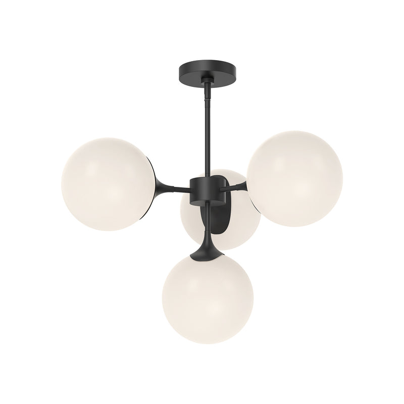 Four Light Chandelier<br /><span style="color:#4AB0CE;">Entrega: 4-10 dias en USA</span><br /><span style="color:#4AB0CE;font-size:60%;">PREGUNTE POR ENTREGA EN PANAMA</span><br />Collection: Nouveau<br />Finish: Matte Black/Opal Matte Glass